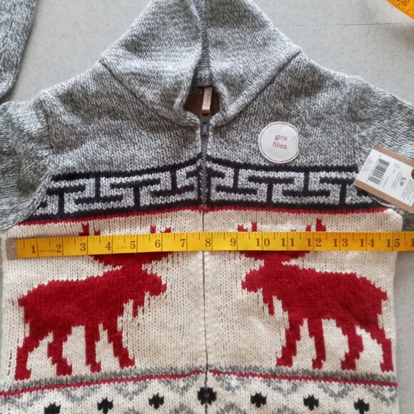 Canadiana Girls Shawl Collar full zip Sweater Size Small - Picture 3 of 5